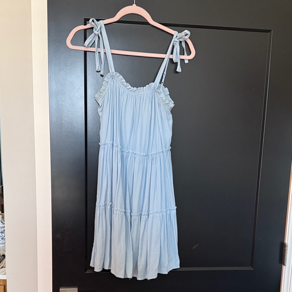 Light Blue Sleeveless Dress with Tie Straps